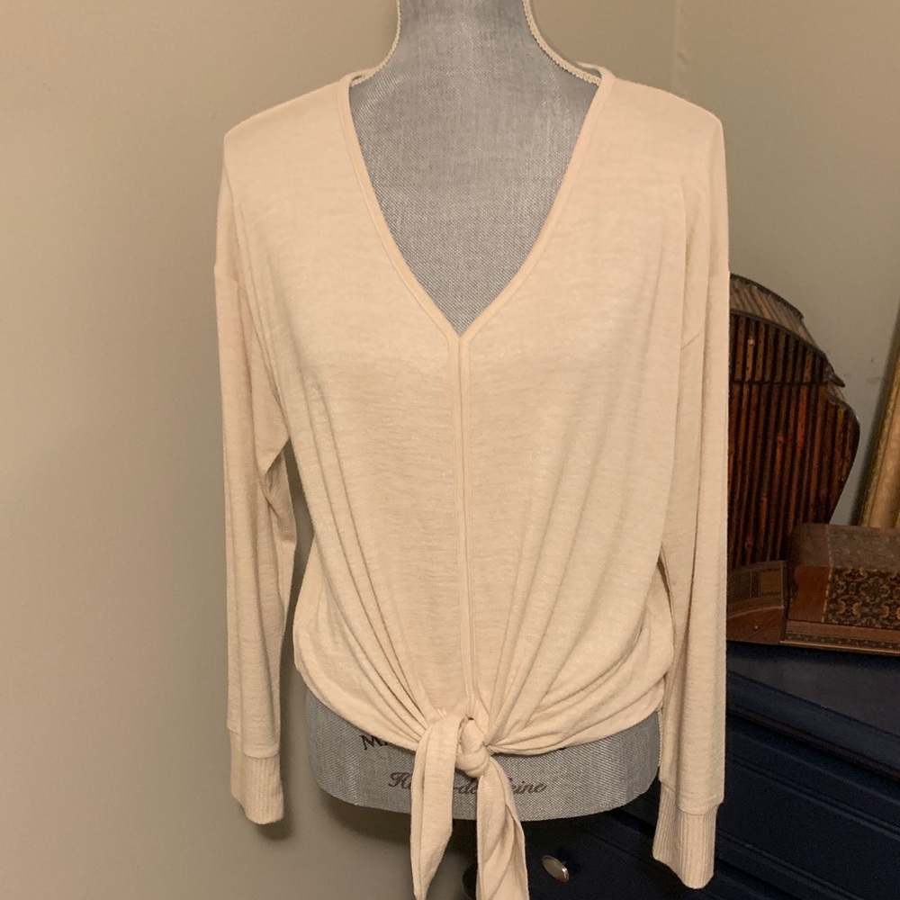GAP Soft Spun Knit Tie-Front V-Neck Blouse